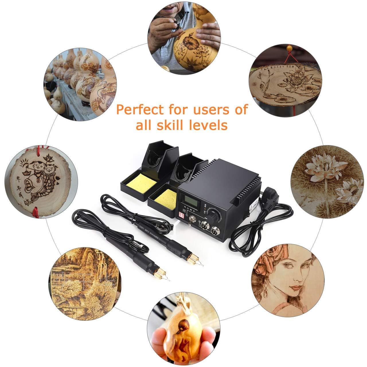 Viiart Professional Pyrography Tool Kit 60W Upgraded Wood Burning Kits with  20pcs Pyrography Wire Tips Digital Adjustable Pyrography Machine for Wood