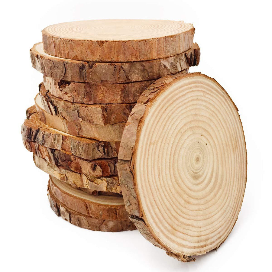 Natural Wood Slices 10 Pcs 2.8-3.1 Inches