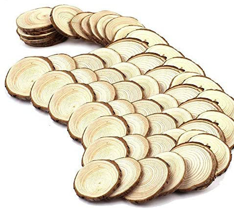 Natural Wood Slices 10 Pcs 2.8-3.1 Inches